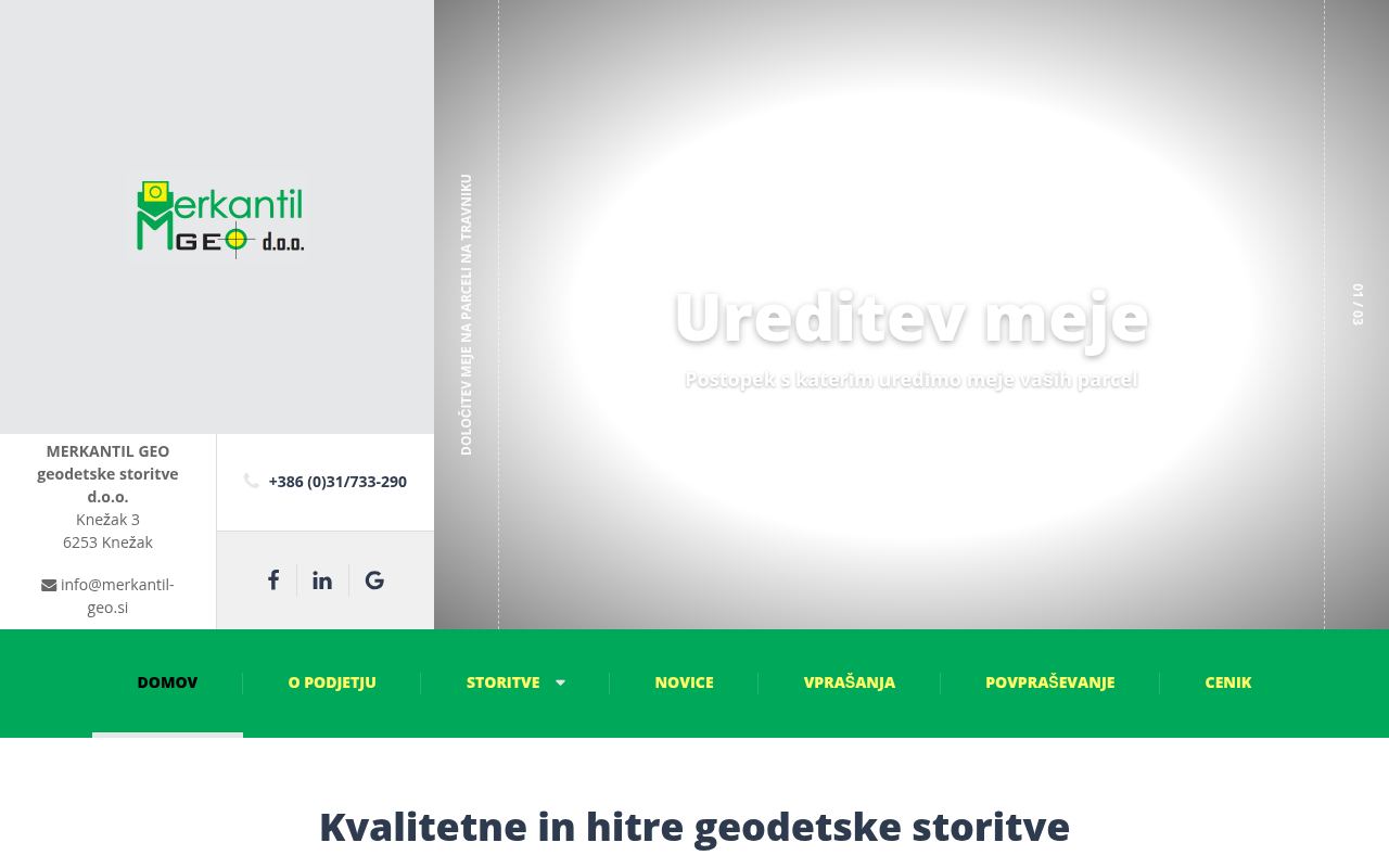 Spletna stran Merkantil Geo