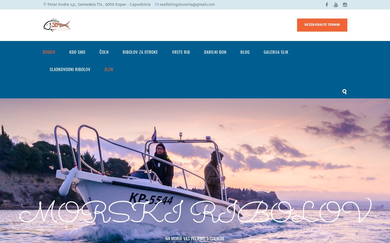 Spletna stran Sea Fishing Slovenia